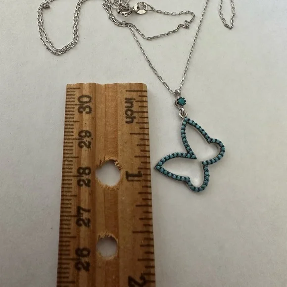 925 Silver turquoise butterfly necklace - Picture 2 of 4